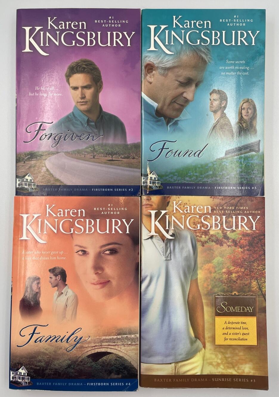 Karen Kingsbury Book Lot Baxter Family Firstborn 2 3 4 Sunrise 3 Found Forgiven